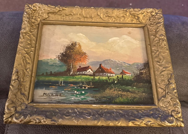 ATQ Miniature Impressionist Oil Canvas 9.5”X11 5/8” Landscape Gesso Signed Meert