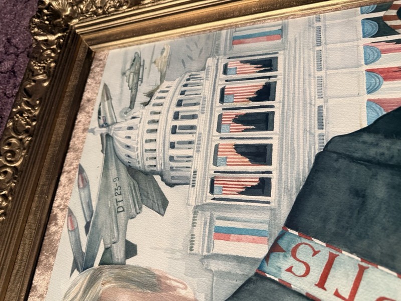 “Insurrection” Dominic Murphy Original Watercolor Depicting Trump & January 6 gallery