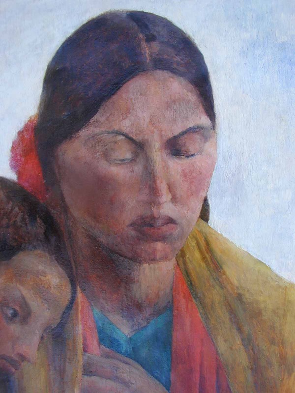 California Oil Painting ANNA KATHERINE SKEELE 'Navajo Mother & Son', 21" x 18" gallery