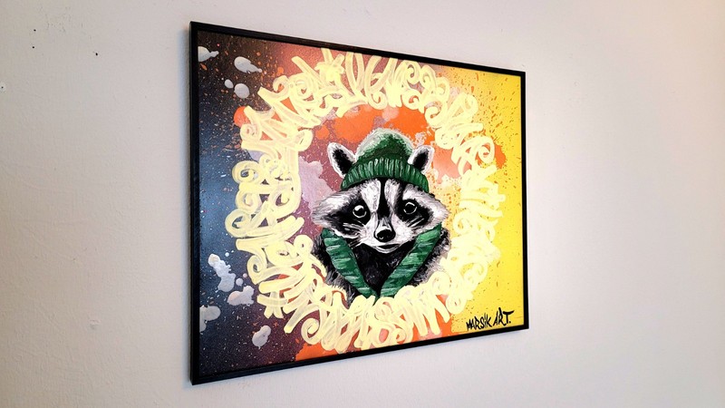 Picture Painting Raccoon 50/40 Hand Painted, Original, Modern, Art, Unique Cat Art gallery