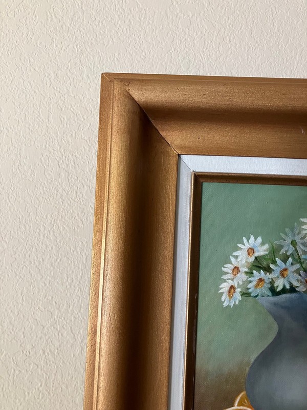 VTG MCM Wide Wood Picture Frame w/ Refurbished Liner & 1980'S 8 x 10 Painting gallery