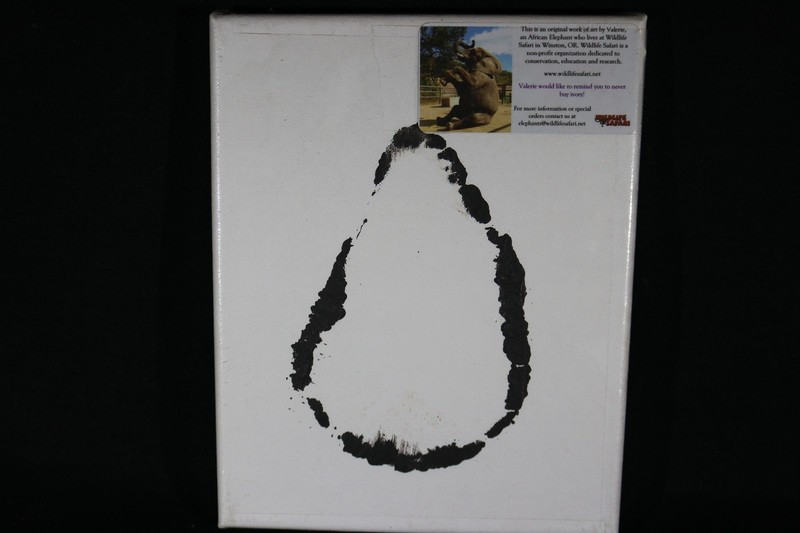 Animal Art Elephant Trunk Kiss Imprint Painting on Canvas Black Profits Charity