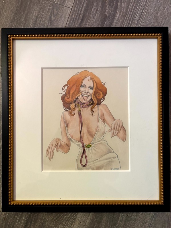 Rare Signed Published Very Provocative Illustration Art Drawing RolePlay Playboy