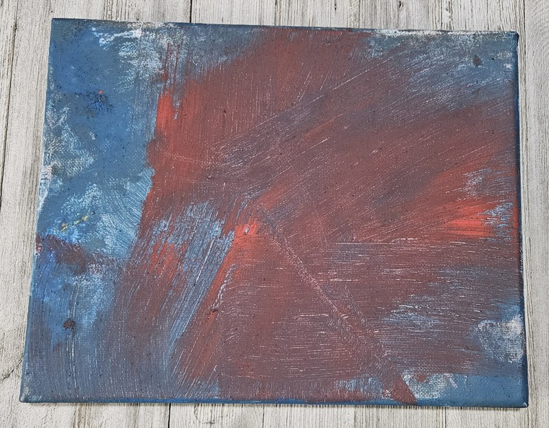 Original Acrylic Artwork on Canvas - Blue and Red - 8x10 gallery