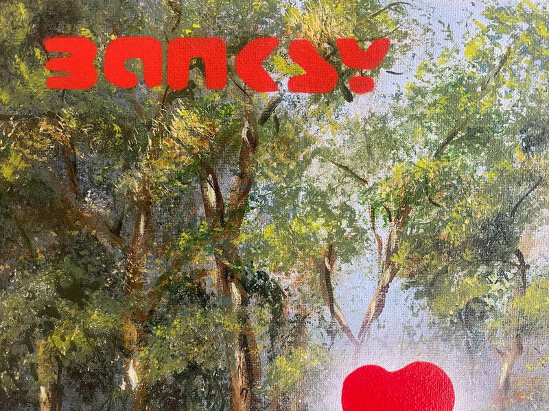 Large Banksy 2015 Rare stencil Painting Dismaland Framed gallery