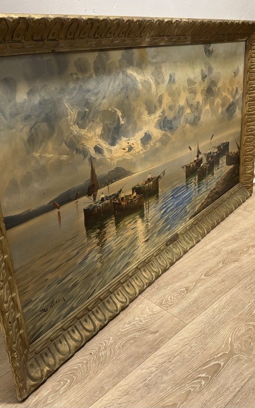 Antique Arturo De Luca Italian Impressionist 1930s Original Oil Painting Signed gallery