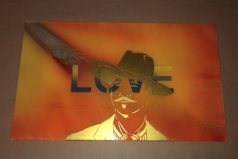 VAL KILMER 1/1 SIGNED “POP DOC LOVE” Holliday Art Painting On Metal Tombstone