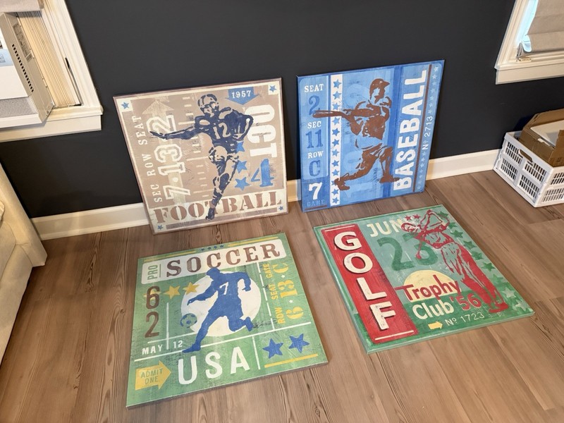 Set Of 4 Roger Groth Sports Canvas