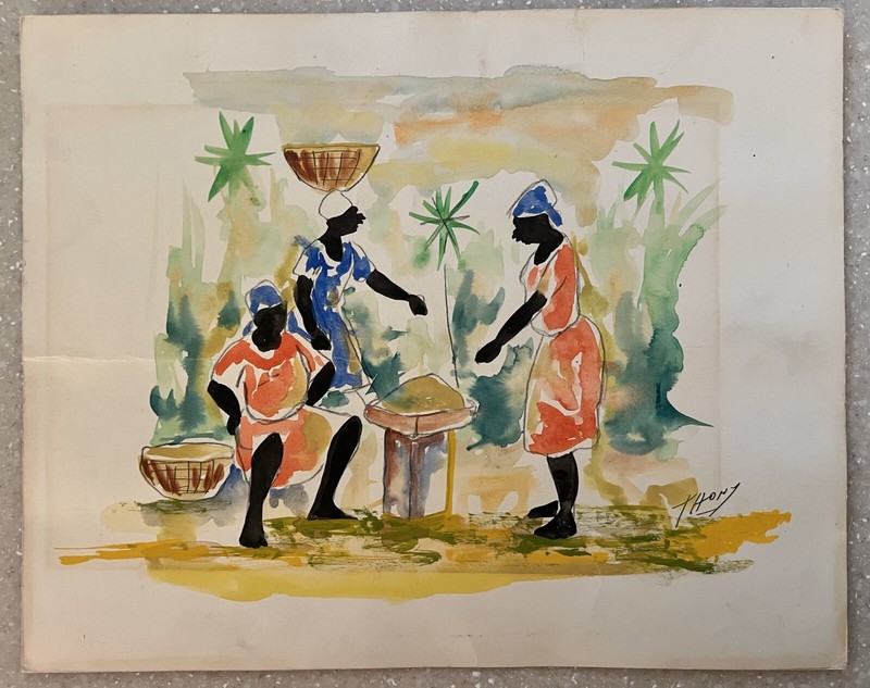 Haitian Artist Joseph Thony Moise Original Watercolor gallery