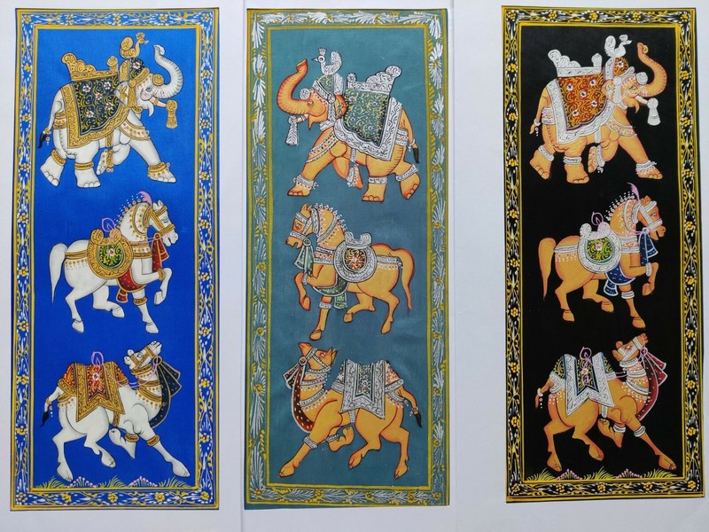 Indian Painting – Elephant,Horse and Camel, Indian Miniature Painting,Indian Art