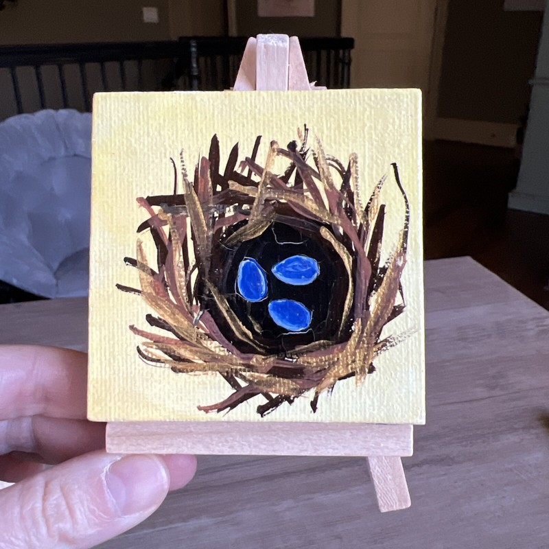 Bird,nest,spring,Easter,original,miniature Painting,small,mini, gallery
