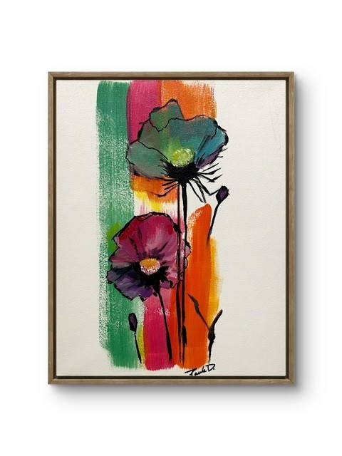 Original Abstract Expressionist Flowers 14×11 Canvas Signed Painting