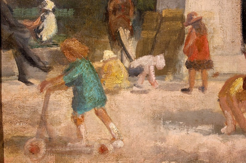Beautiful Parisian 20th Century Oil Panting by A. Paris Children at the Park gallery