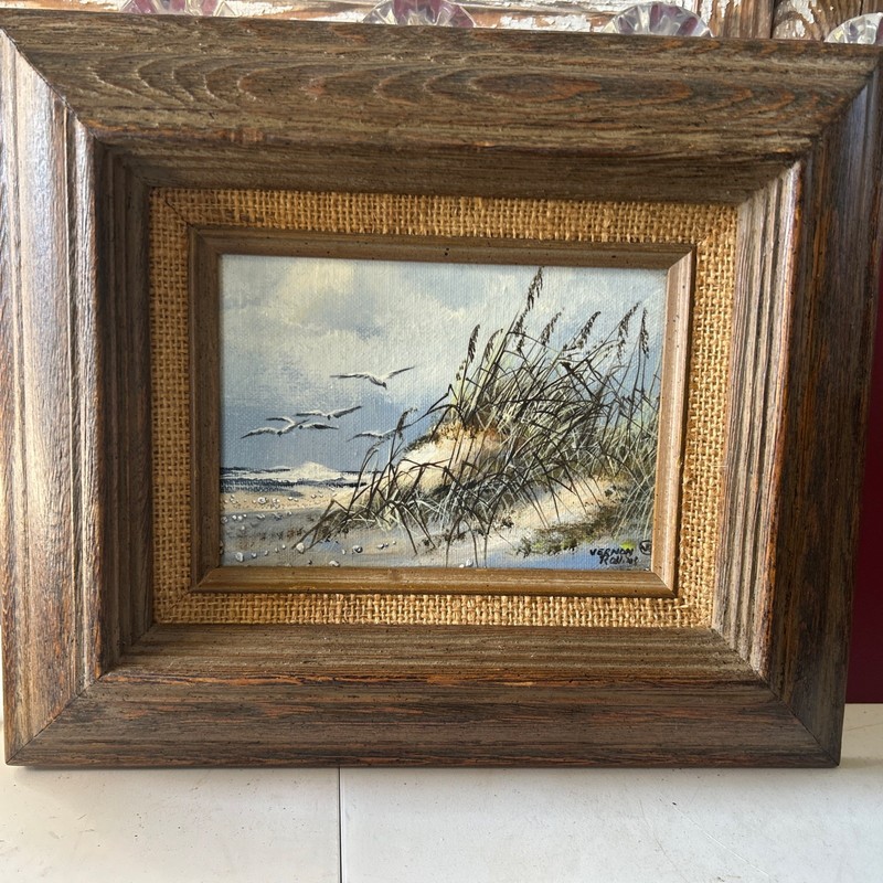 Original Oil Coastal, Birds, Waves- Striking Signed Dated Vernon Rollins