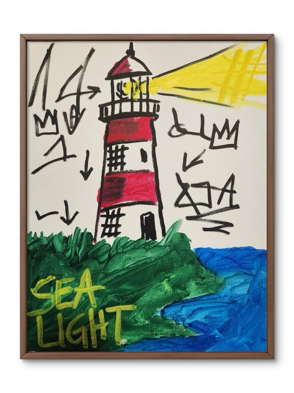 Abstract Unique Light House Original Wall Art 14X11 Canvas Acrylic