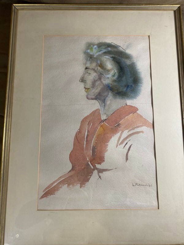 Vintage Lucy Putnam 1965 «Female Study» Watercolor Painting – Signed And Framed