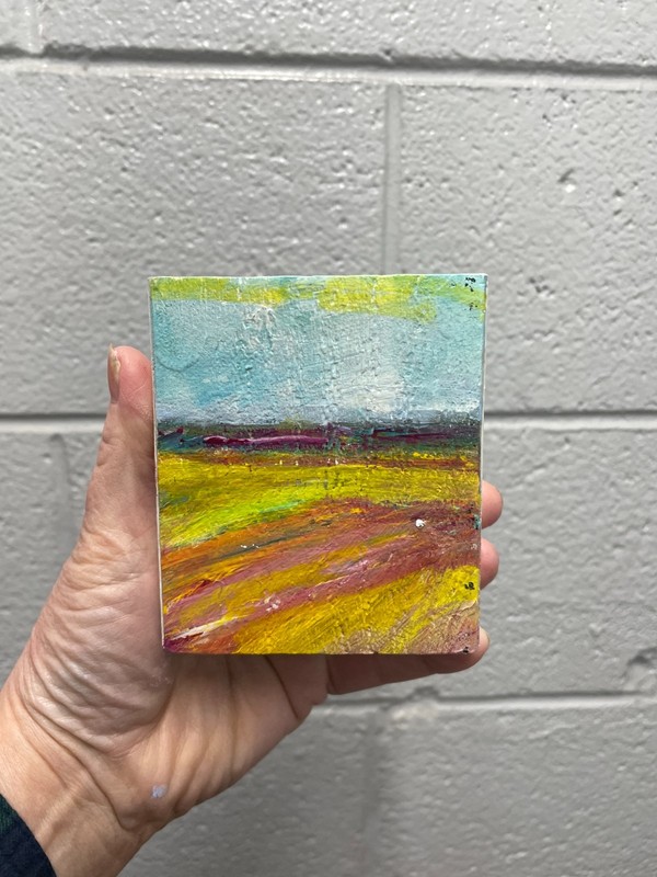 Vibrant Layered Abstract Field Mini Art Block Modern Impressionist Art gallery