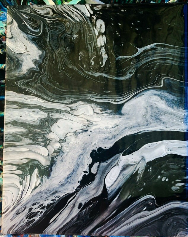 Original Abstract Acrylic Painting Canvas home decor wall art black & white B&W