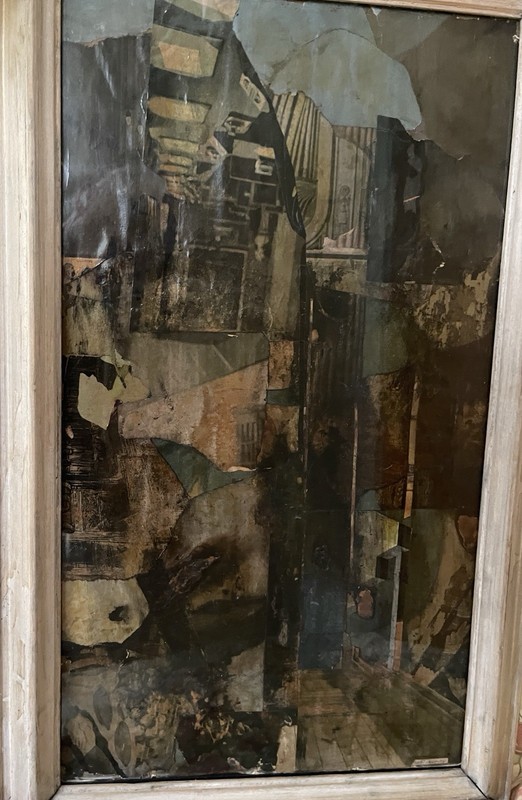 Signed 1958 Mid-Century Modern Abstract Expressionist Collage Schwitters/Hoch