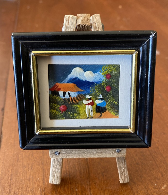 Vintage Original Mini Oil Painting 2003 Cacacali South America Ecuador