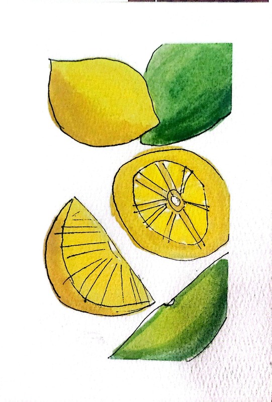 Citrus Original Abstract 5×7 Watercolor Paper Signed Contemporary Wall Art
