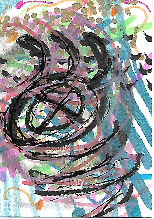 ACEO ATC CARD «Peepers 5» REASOR Original Abstract Painting 2.5×3.5