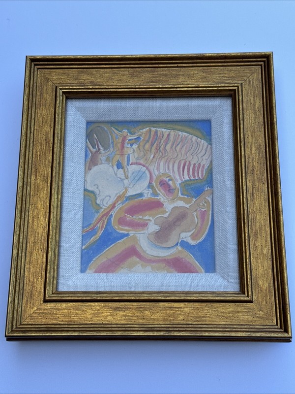 Jo Cain Painting Mid Century Modernist PORTRAIT IMPORTANT WPA CUBISM MUSICIAN