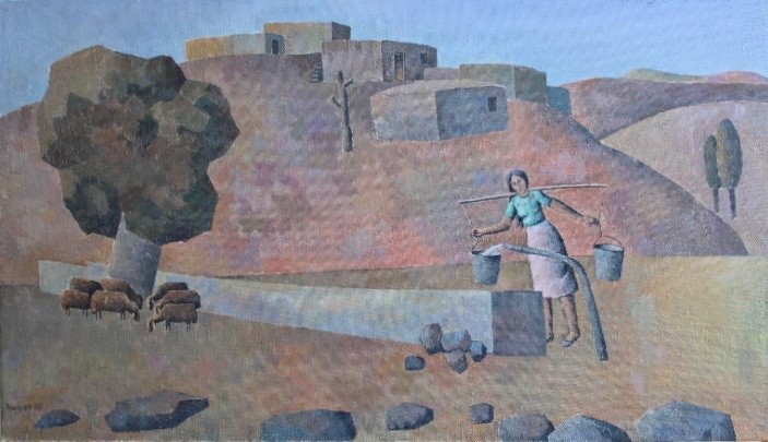 Original Oil Painting/Fountain 2009/HAKOB SUKIASYAN (1931-2022)/Armenian Art