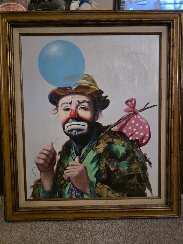 Clown Painting Rusty Rust EMMETT KELLY Painting Oil Canvas 1985 19/250 24"x 20" 