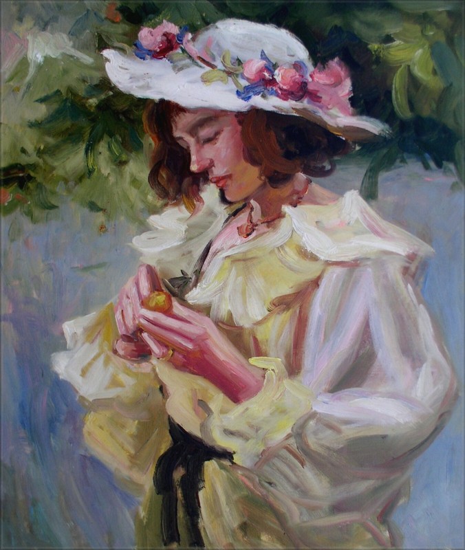 Quality Hand Painted Oil Painting Lady with Hat 20x24in