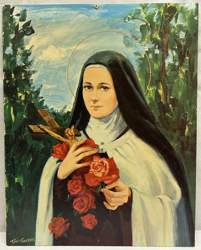 St. Therese of Lisieux/Doctor of the Church/Little Flower Original Oil on Board