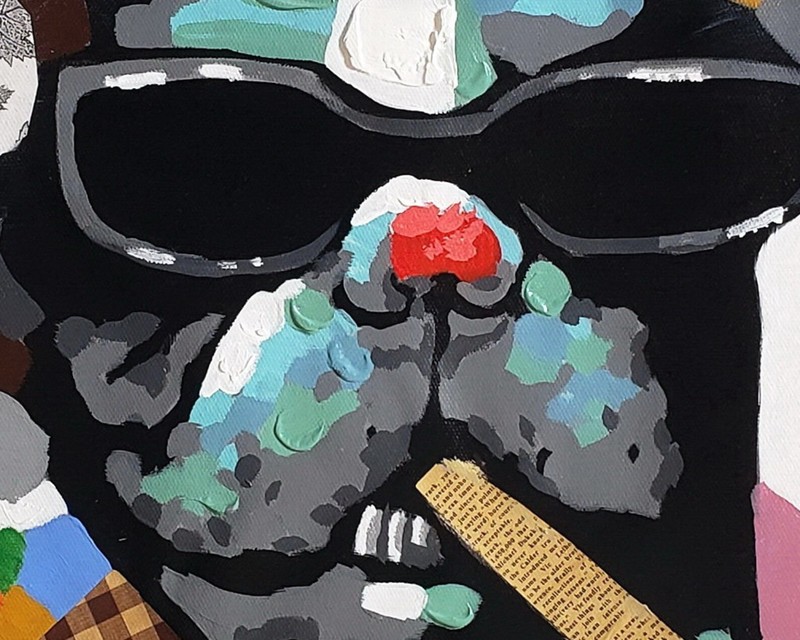 Bulldog with Cigar #5H-BC1, 24x20, Hand painted on Giclee Canvas, gallery