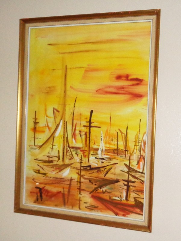Peter Gullickson 1965 Impressionist Sailing Sail Boat Ships at Harbor Painting gallery
