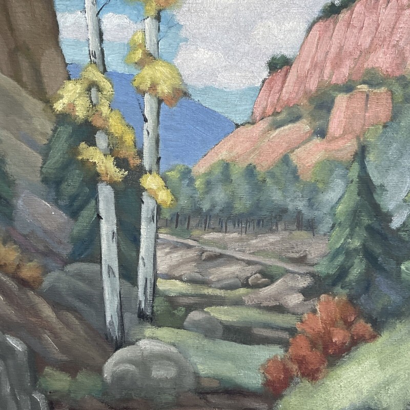 Antique Painting LANDSCAPE LISTED CHARLES BORROWS NEW MEXICO 1939 IMPRESSIONISM gallery