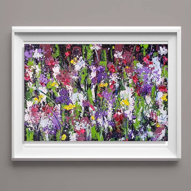 Original Art 8×12 In Wildflower Field Abstract Painting Vibrant Floral Meadow