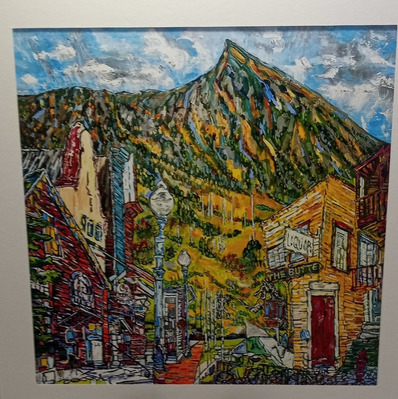 Cole Signed Modern Painting «Crested Butte Bursting»Mountain Town Landscape CORN