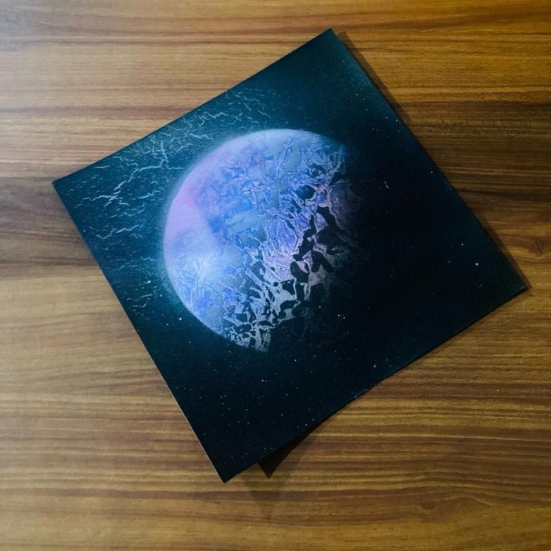 Purple Cosmic Reverie- Handcrafted Spray Painted Planet Art on Paper gallery