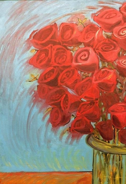 Painting of Roses Oil on Canvas 36 in x 24 in by Catherine Rose Chiara gallery