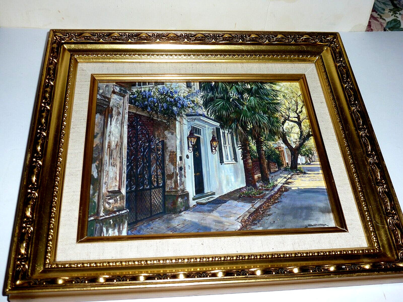 GORDON WHEELER WISTERIA ON LEGARE CANVAS REPRODUCTION ART 14 X 12 GOLD FRAME
