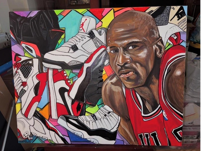 AIR JORDAN RETRO CONCORD REIMAGINED HANDPAINTED CANVAS PAINTING 30x24in