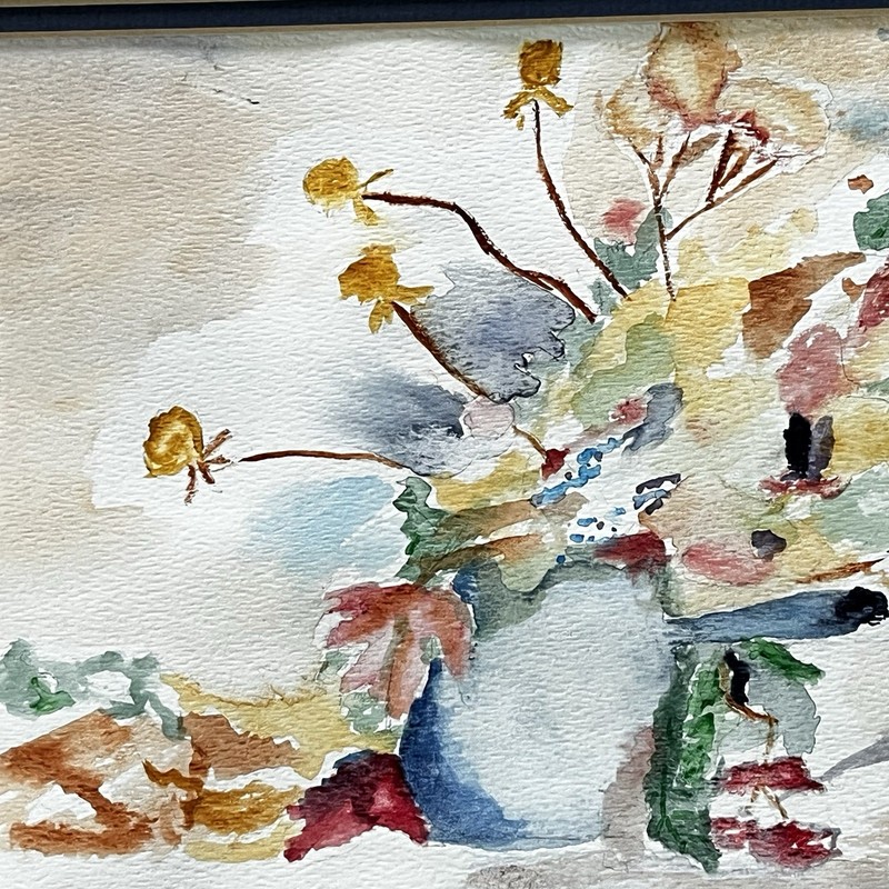 Signed Original Watercolor Still Life Flowers Vase Modern Art Matt Juliet Smith gallery