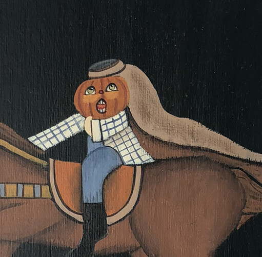 Original Beverly ￼Feick “Welcome Halloween” Painting ￼16x12￼ Signed Folk Art gallery