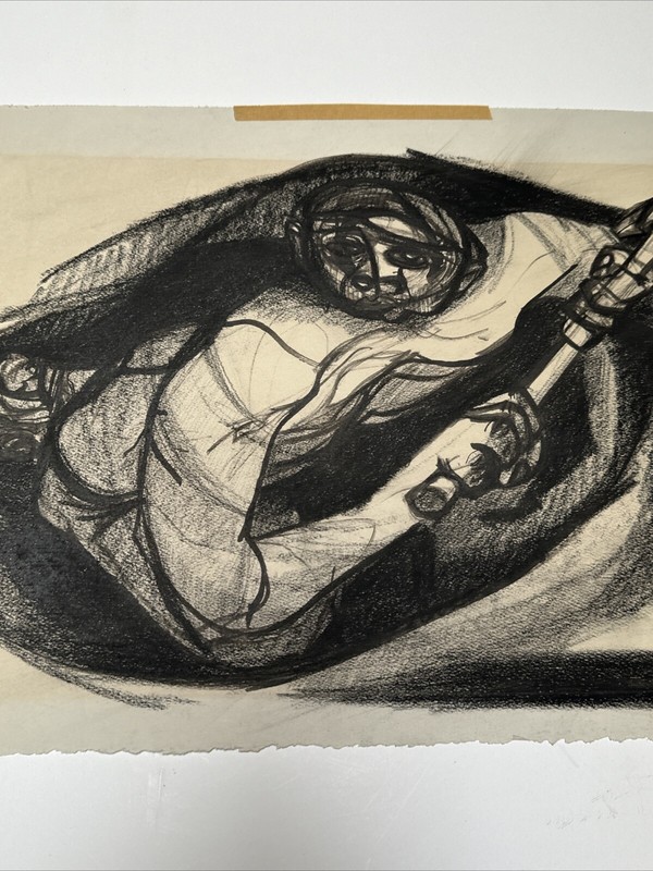 WALTER PEREGOY PAINTING DRAWING WORKER MAN INDUSTRIAL PICKAXE MID CENTURY CUBISM gallery