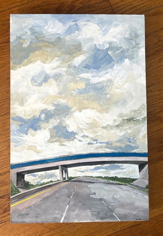 HOWIE KANTER «Iowa Road Trip» – ORIGINAL – ACRYLIC ON WOOD – Frame 12″x18″ – 1/1