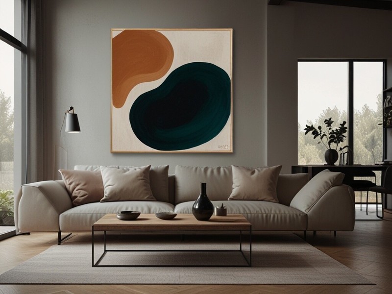 Scandinavia round organic shape LARGE acrylic painting gallery