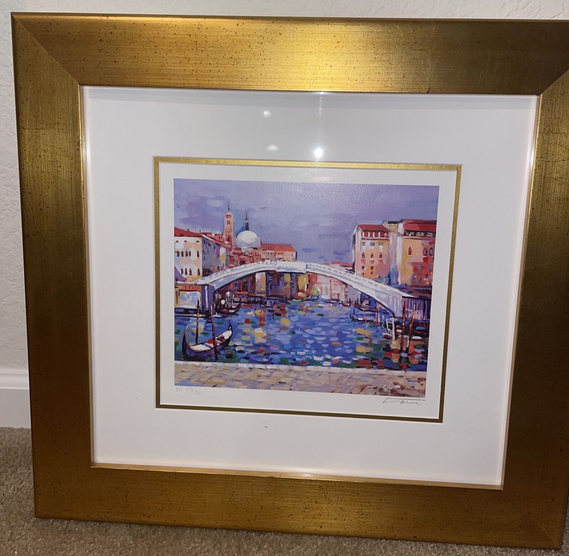 Bridges In Venice by Dani Shkelqim Framed With COA & Appraisal #63/100