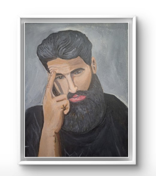 Contemporary Figurative Man Thinking Thoughts 9x12 Acrylic Painting Canvas Paper gallery