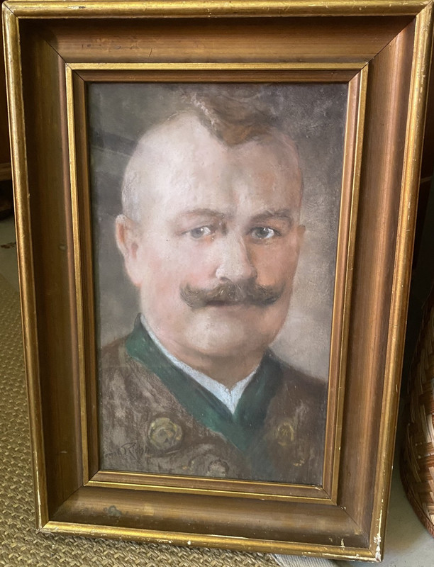 First Judge Gouache Pastel Portrait Man In Tracht With Mustache