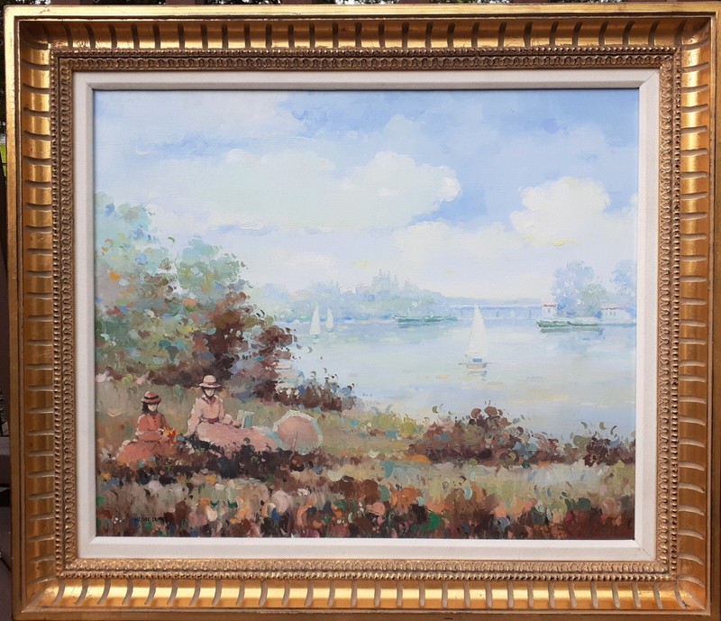 Original oil painting by Henri Dupre «Summertime», 30×26 inches