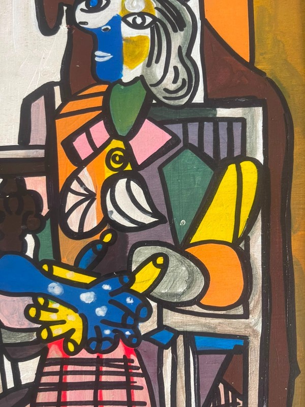 PABLO PICASSO oil painting framed on sealed and signed wood gallery